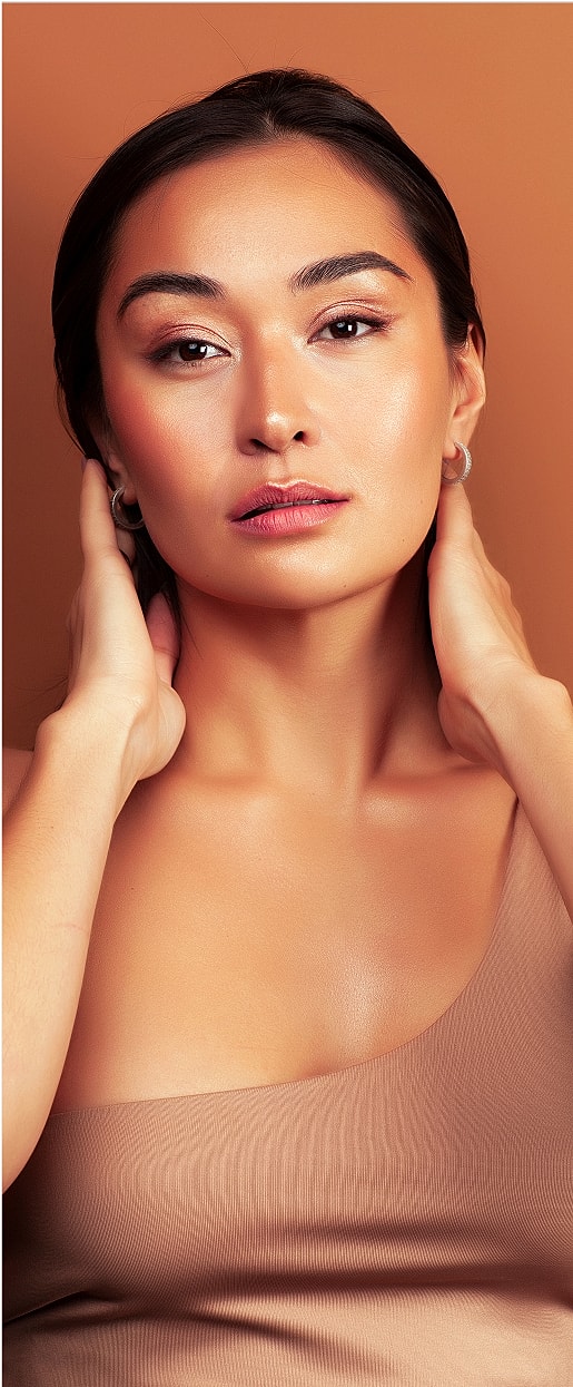 Close-up of a woman with natural makeup.
